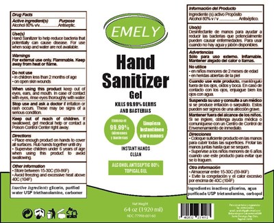 1920 mL Gel (Emely Hand Sanitizer Gel 1920 mL)
